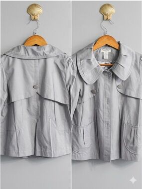 Vertigo Paris Grey Portrait Collar Puff Sleeve Button Up Jacket M
